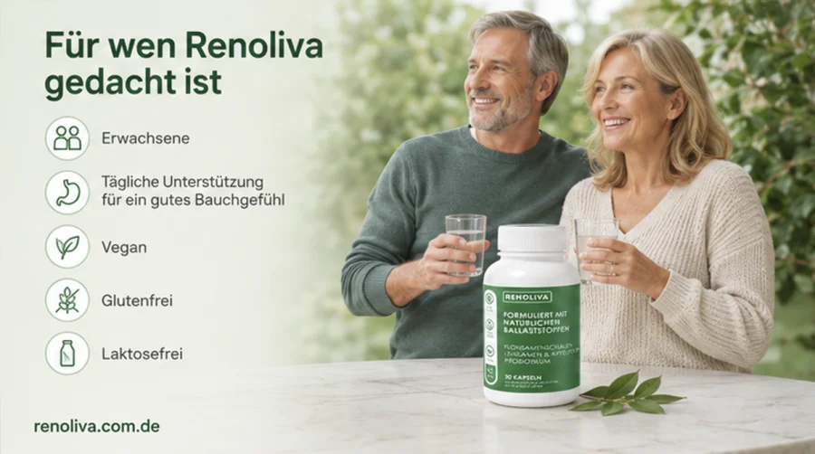 Renoliva — Ballaststoff-Kapseln für Erwachsene, vegan und glutenfrei